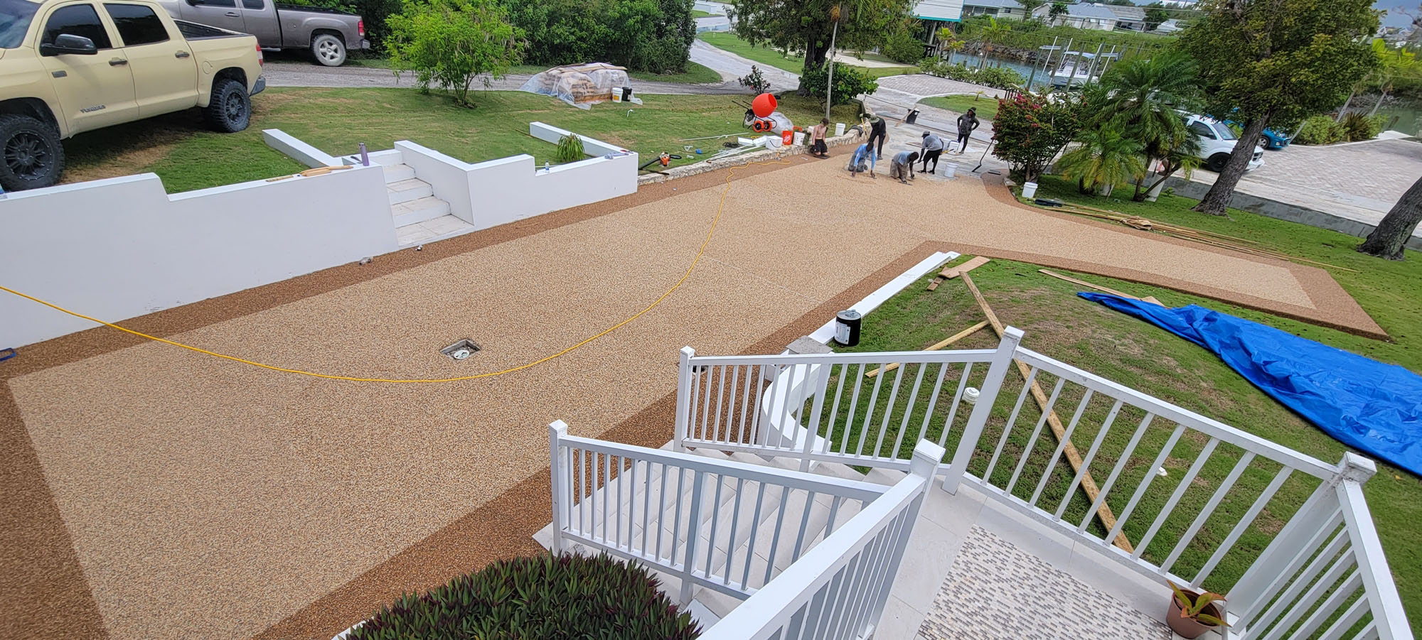 Pebble Epoxy Driveway Installed in The Bahamas Pebble Stone, LLC
